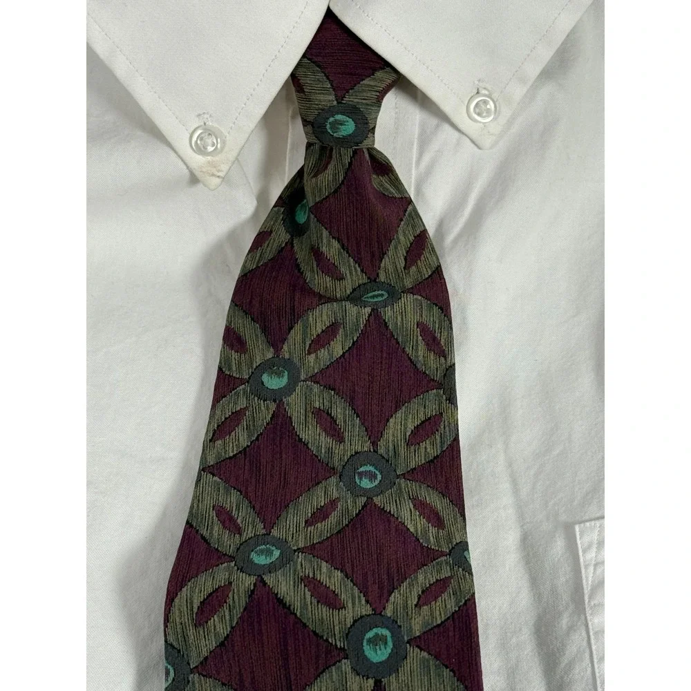 Bill Blass Men's Neck Tie Vintage 100% Silk Geometric‎ Flower Design Costa Rica